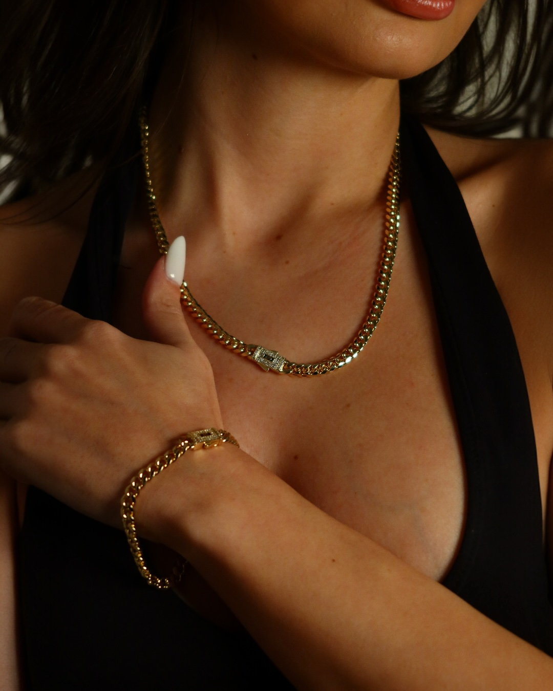 Set Cuban Havana Damă/Bărbați Placat cu Aur 18k 6mm