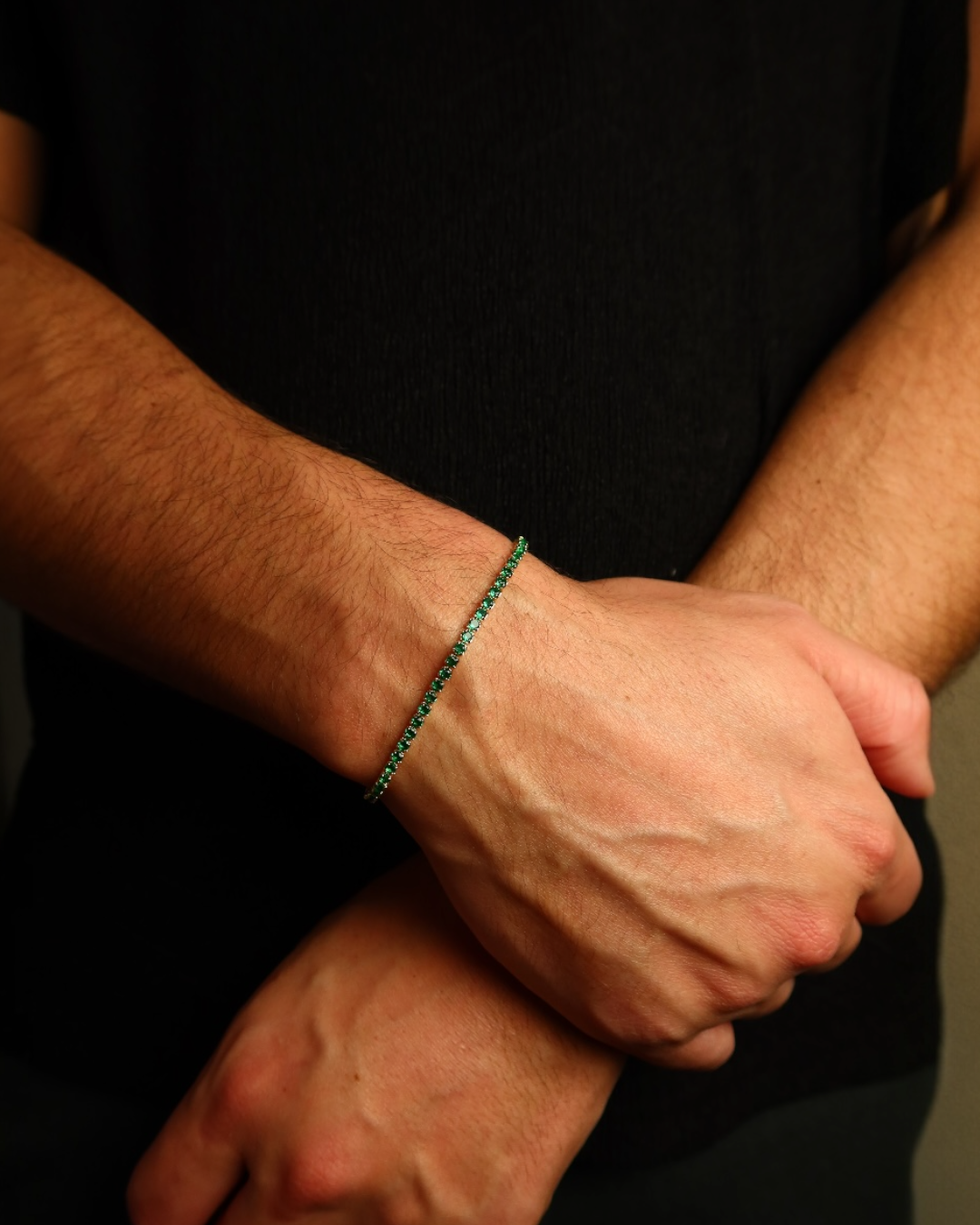 Brățară Tennis Verde Damă/Bărbați Placată cu Aur 18k 2mm