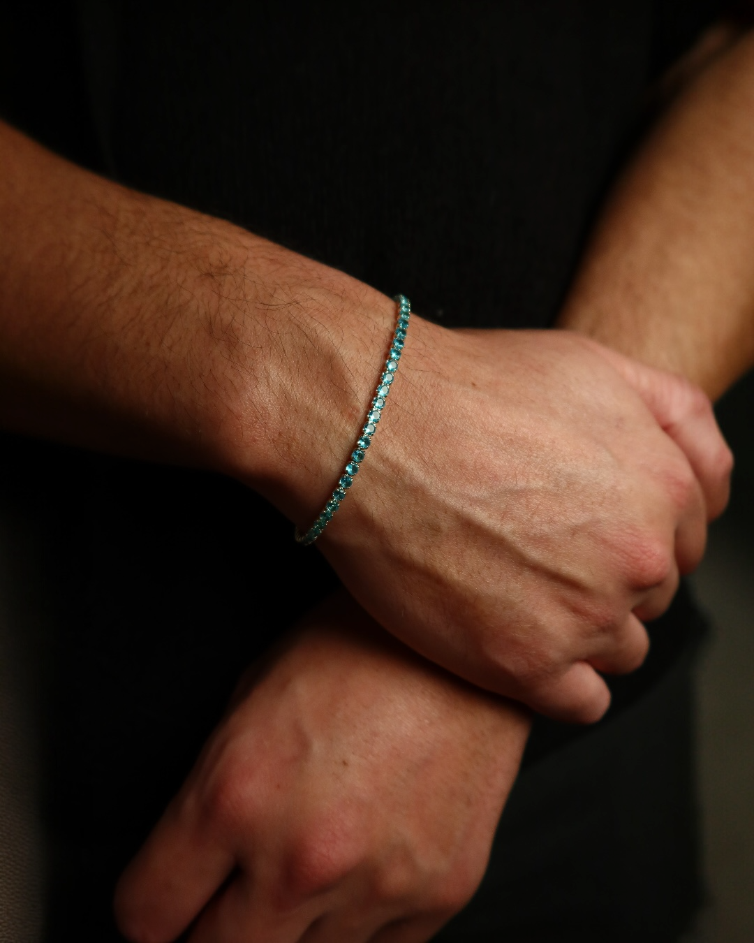 Brățară Tennis Baby Blue Damă/Bărbați Placată cu Aur 18k 3mm