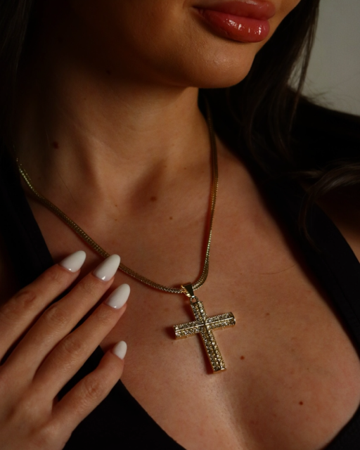 Pandantiv Cross Damă/Bărbați Placat cu Aur 18K