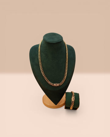 Set Cuban Havana Damă/Bărbați Placat cu Aur 18k 8mm