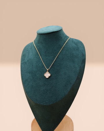 Colier Van Luxy Alb Damă Placat cu Aur 18K