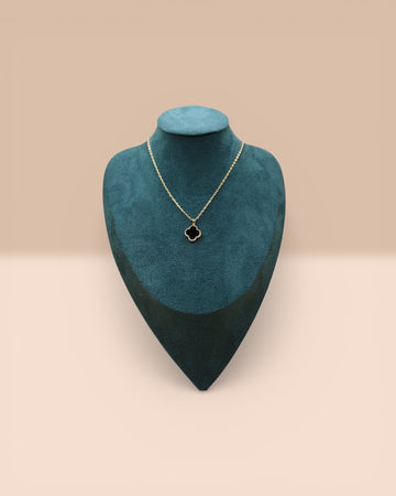 Colier Van Luxy Negru Damă Placat cu Aur 18K