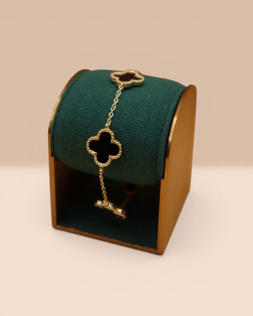 Brățară Van Luxy Neagră Damă/Bărbați Placată cu Aur 18K
