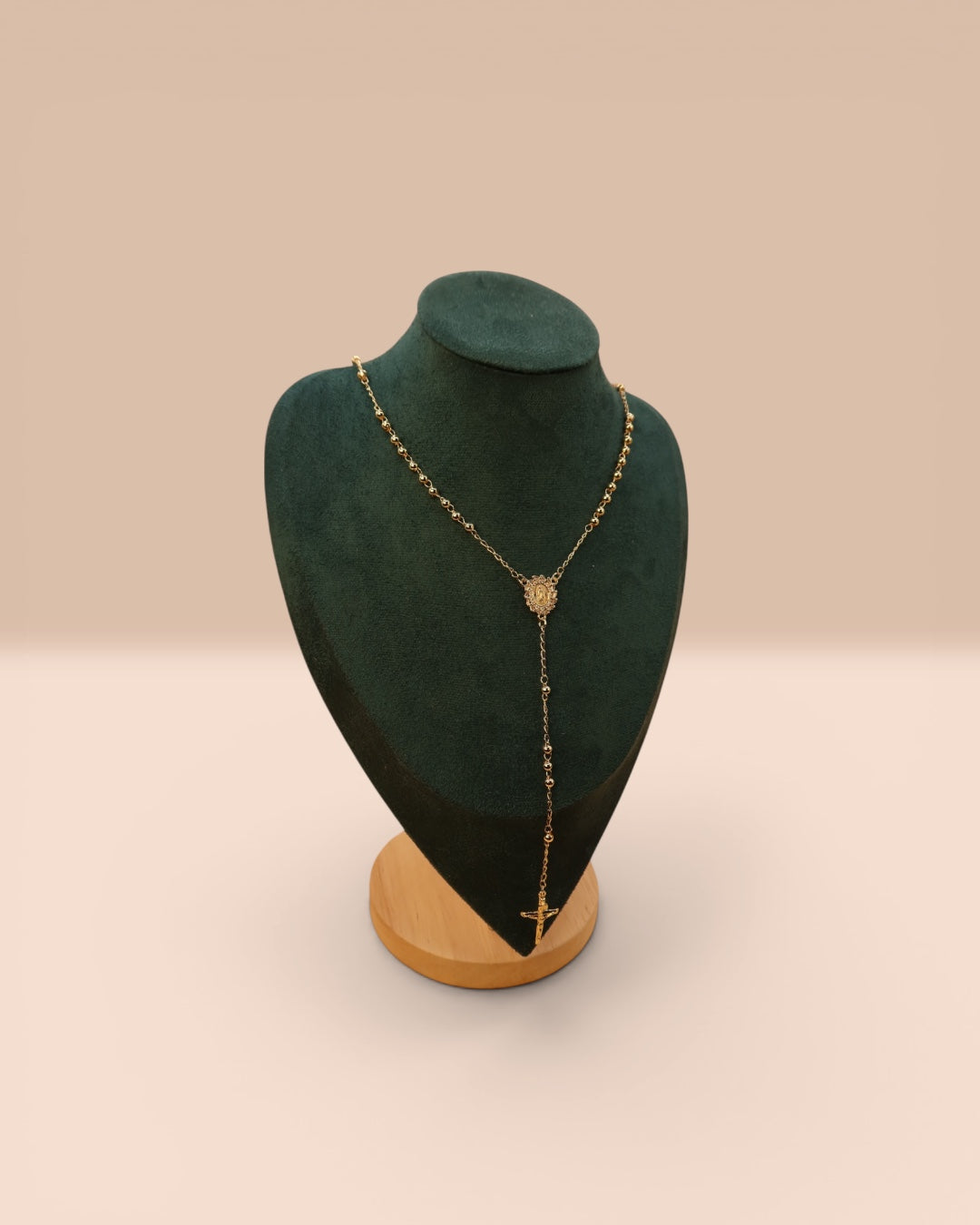 Colier Rozariu Maica Domnului Damă/Bărbați Placat cu Aur 18K