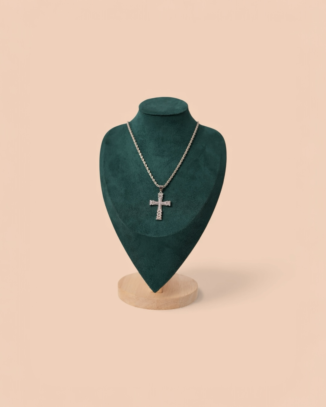 Colier White Cross Bărbați/Damă Oțel Inoxidabil