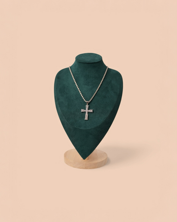 Colier White Cross Bărbați/Damă Oțel Inoxidabil