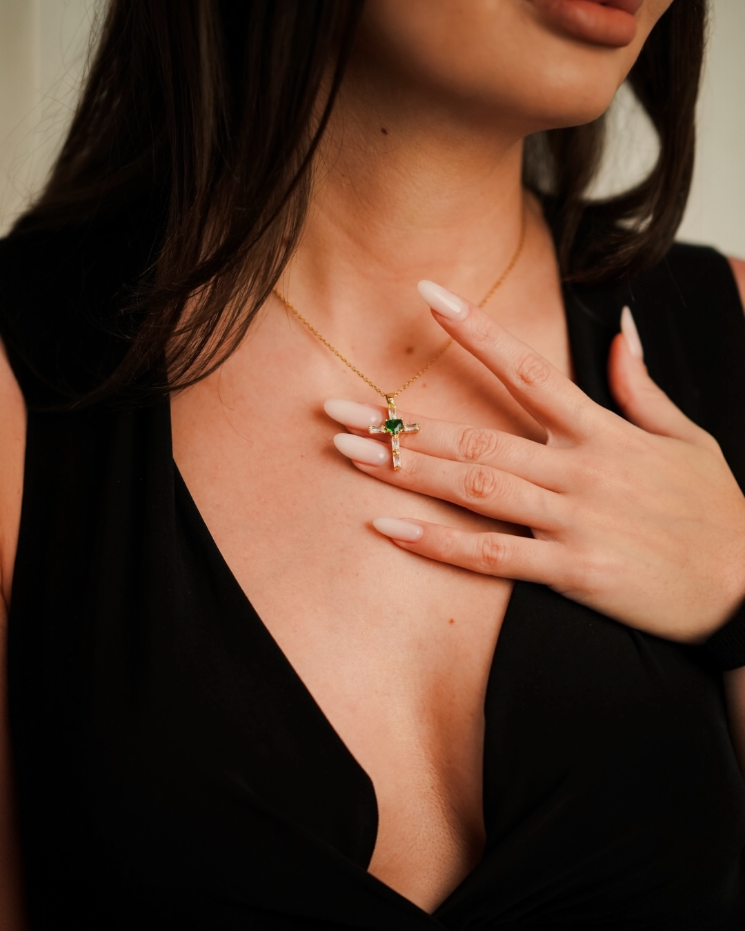 Colier Green Heart Damă Oțel Inoxidabil