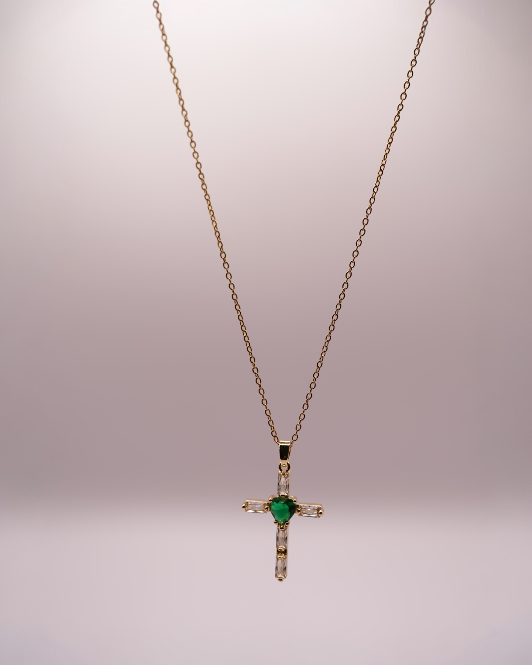 Colier Green Heart Damă Oțel Inoxidabil