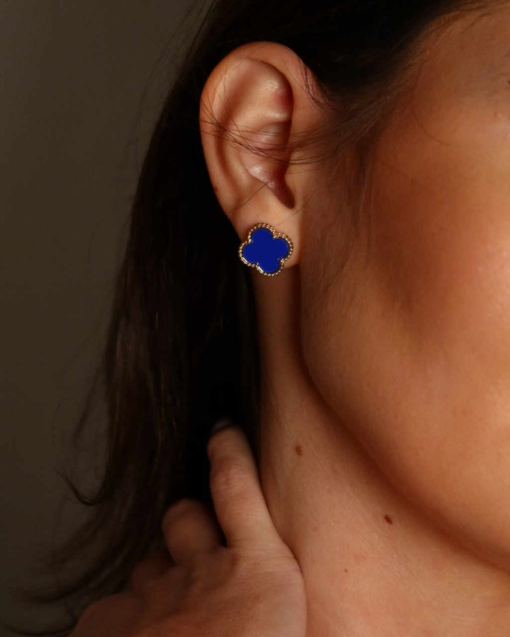 Cercei Van Luxy Albaștri Damă Placați cu Aur 18K